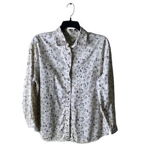 Riders Authentic Jeanswear Shirt Womens XL Long Sleeve Chest Pocket Floral AOP